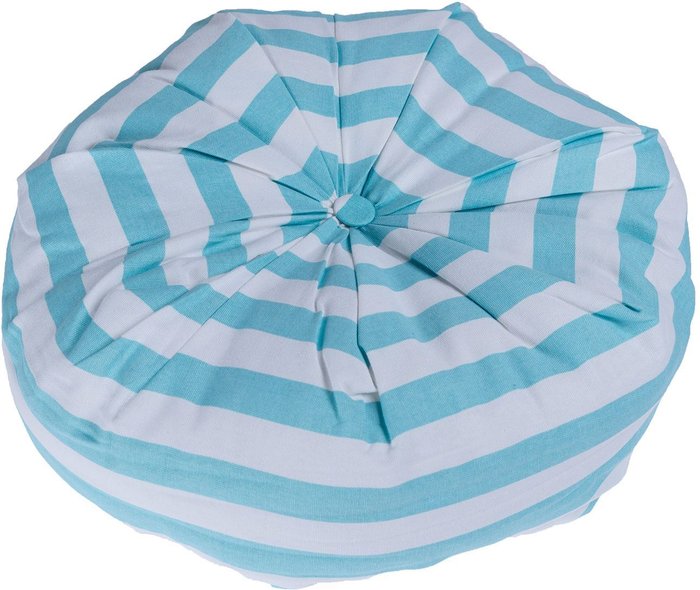 The Range | Homescapes Stripe Pleated Round Floor Cushion - Blue Homescapes Stripe Pleated Round Floor Cushion - Blue