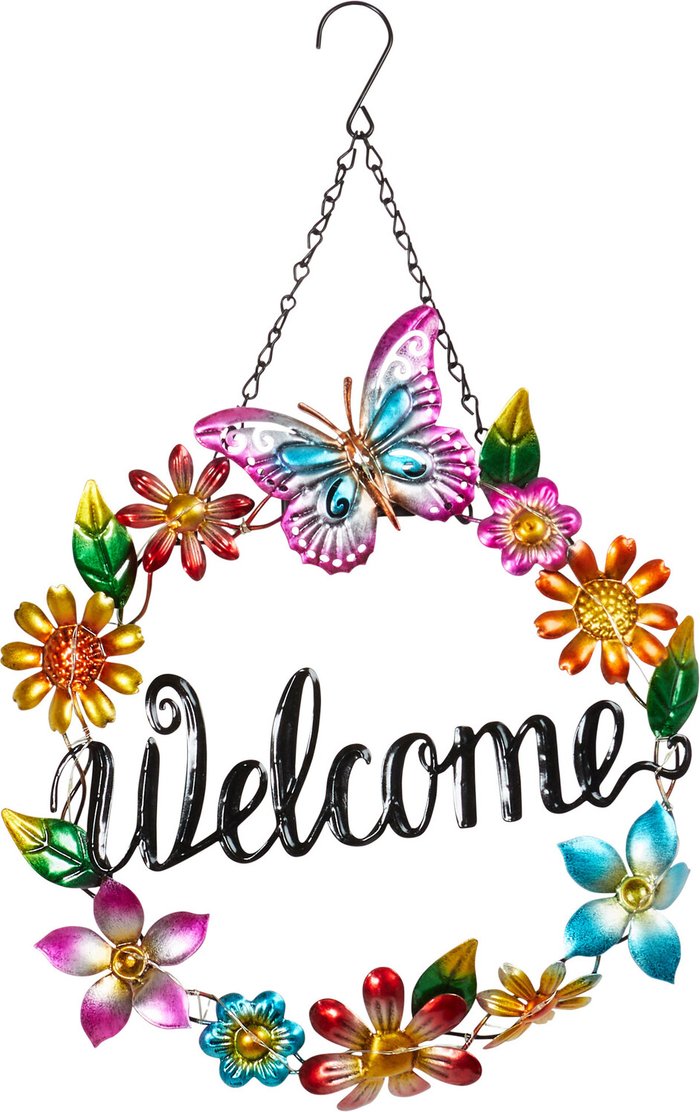 The Range | Solar Flower Welcome Hanging Sign Solar Flower Welcome Hanging Sign
