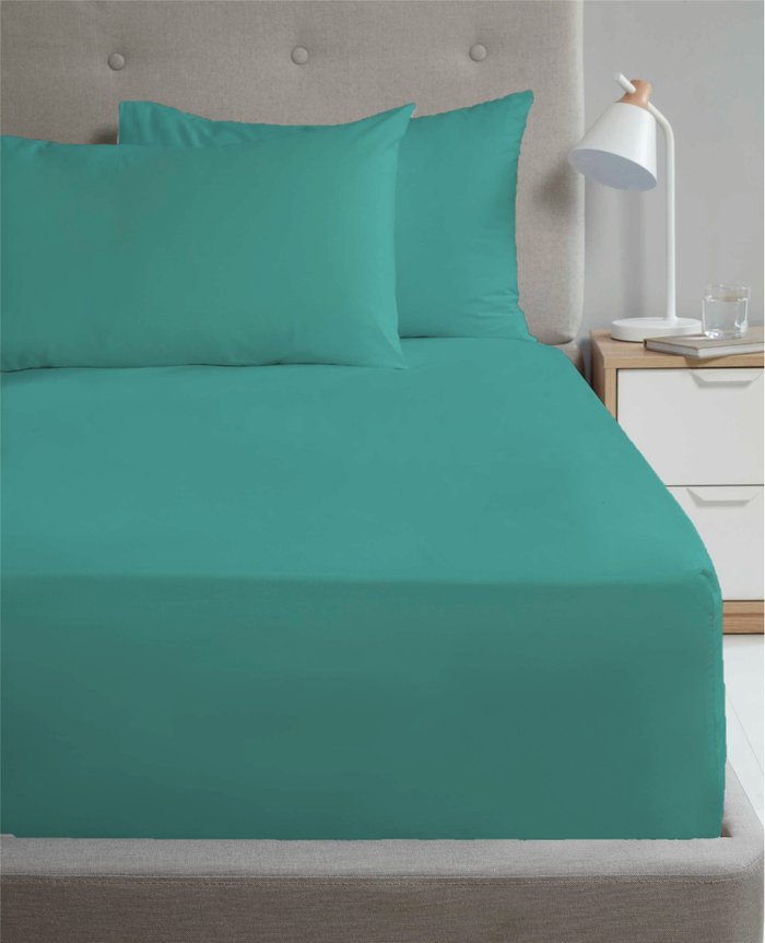 The Range | HomeSpace Direct Extra Deep Percale Fitted Sheet - Teal HomeSpace Direct Extra Deep Percale Fitted Sheet - Teal