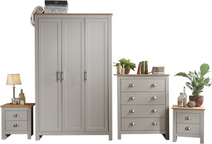 The Range | Lancaster 4 Piece Bedroom Furniture Set Grey Lancaster 4 Piece Bedroom Furniture Set Grey