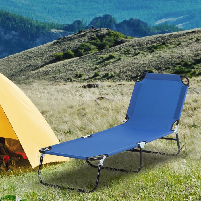 The Range | Outsunny Outsunny Portable Folding Sun Lounger w/ 4-position Adjustable Backrest - Blue Outsunny Outsunny Portable Folding Sun Lounger w/ 4-position Adjustable Backrest - Blue