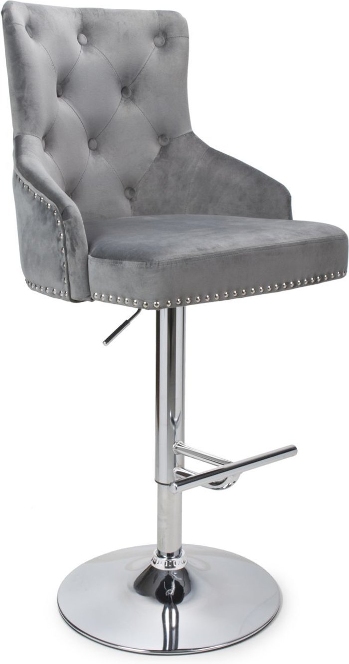 The Range | Shankar Shankar Rocco Brushed Velvet Grey Bar Stool Shankar Shankar Rocco Brushed Velvet Grey Bar Stool