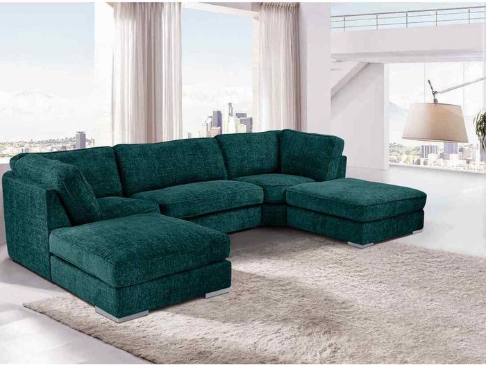 The Range | Simply Eleganza Britany Large Corner U Shape Sofa - Green Simply Eleganza Britany Large Corner U Shape Sofa - Green