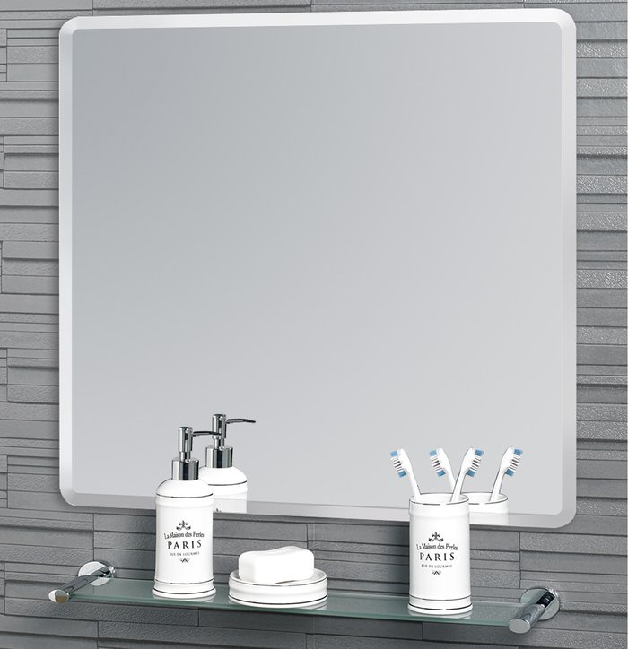 The Range | Showerdrape Trafalgar Frameless Square Large Wall Mounted Bathroom Mirror 60x60cm - Glass / 60cm Showerdrape Trafalgar Frameless Square Large Wall Mounted Bathroom Mirror 60x60cm - Glass / 60cm