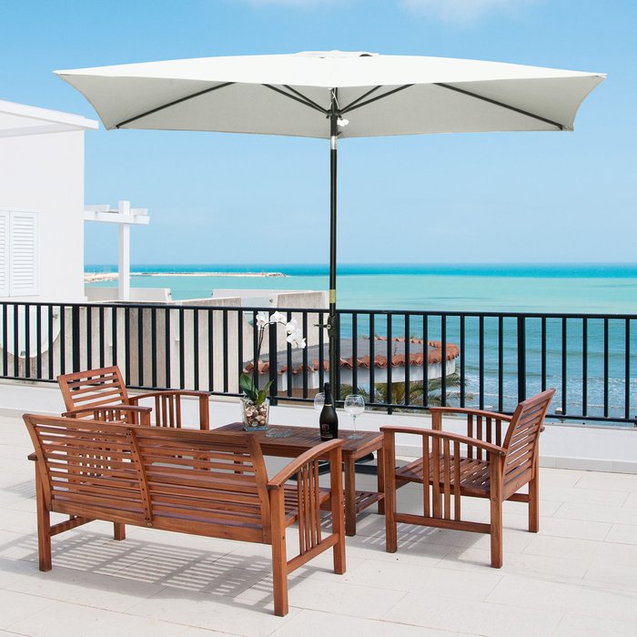 The Range | Outsunny 2 x 3m Rectangular Market Umbrella Patio - Cream White Outsunny 2 x 3m Rectangular Market Umbrella Patio - Cream White