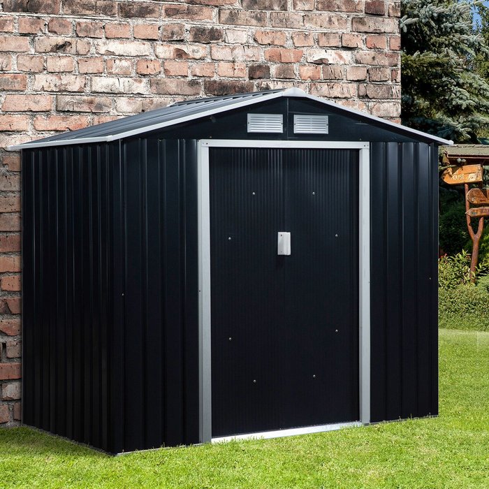 The Range | Outsunny Large Metal Storage Garden Shed - Dark Grey Outsunny Large Metal Storage Garden Shed - Dark Grey