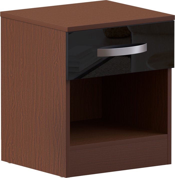 The Range | Hulio 1 Drawer Bedside Cabinet - Walnut and Black Hulio 1 Drawer Bedside Cabinet - Walnut and Black