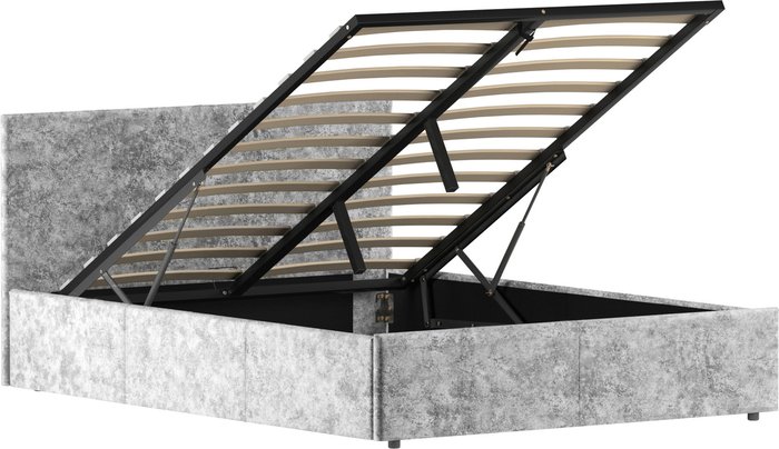 The Range | Veronica Fabric Ottoman Bed - Silver Velvet / Double Veronica Fabric Ottoman Bed - Silver Velvet / Double