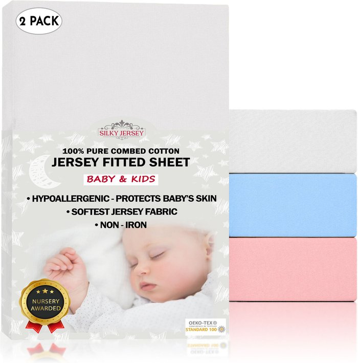 The Range | Silky Jersey 70x140 cm Silky Jersey Baby Cot Crib Bed Fitted Sheets - White Silky Jersey 70x140 cm Silky Jersey Baby Cot Crib Bed Fitted Sheets - White