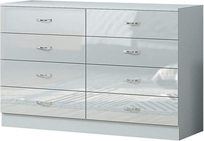 The Range | FWStyle Fwstyle Grey High Gloss 8 Drawer Chest Of Drawers. Gloss Drawer Fronts Matt Grey Frame FWStyle Fwstyle Grey High Gloss 8 Drawer Chest Of Drawers. Gloss Drawer Fronts Matt Grey Frame