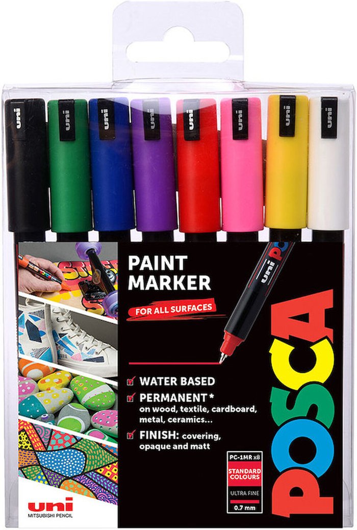 The Range | Uni-ball Uni Posca Standard Colour Marker Pens - 8 / Extra-Fine Uni-ball Uni Posca Standard Colour Marker Pens - 8 / Extra-Fine