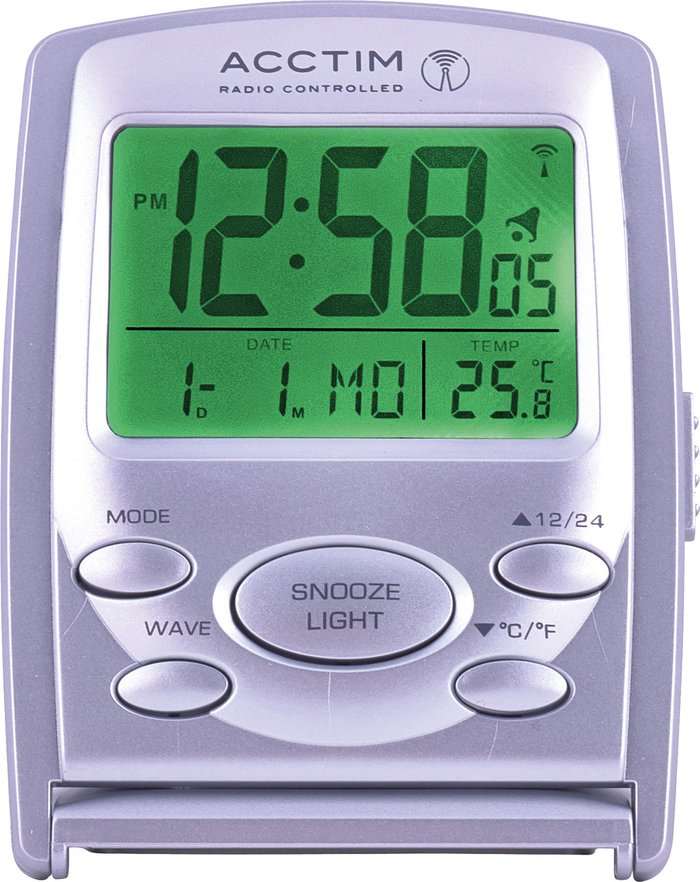 The Range | Acctim Vista Radio Controlled Multifunction Display Travel Alarm Clock Silver - Sliver Acctim Vista Radio Controlled Multifunction Display Travel Alarm Clock Silver - Sliver