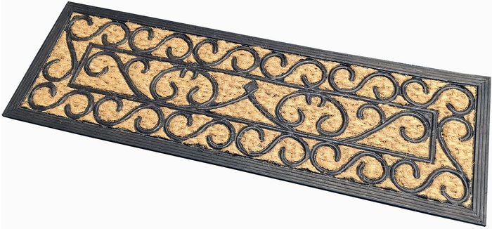 The Range | Homescapes Scroll Rubber and Coir Doormat - Natural Homescapes Scroll Rubber and Coir Doormat - Natural
