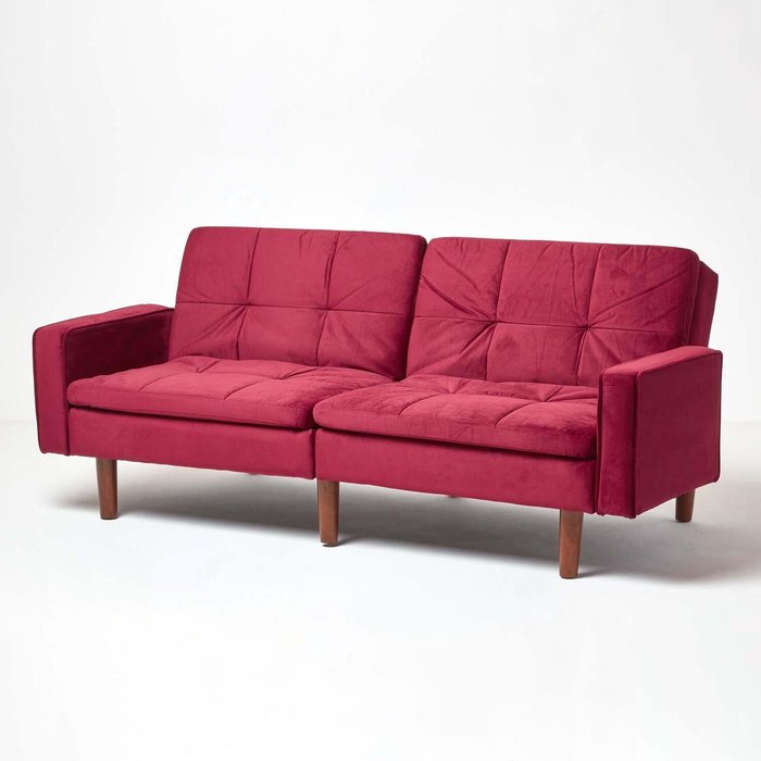 The Range | Homescapes Murphy Velvet Large 3 Seater Sofa Bed - Bordeux Homescapes Murphy Velvet Large 3 Seater Sofa Bed - Bordeux