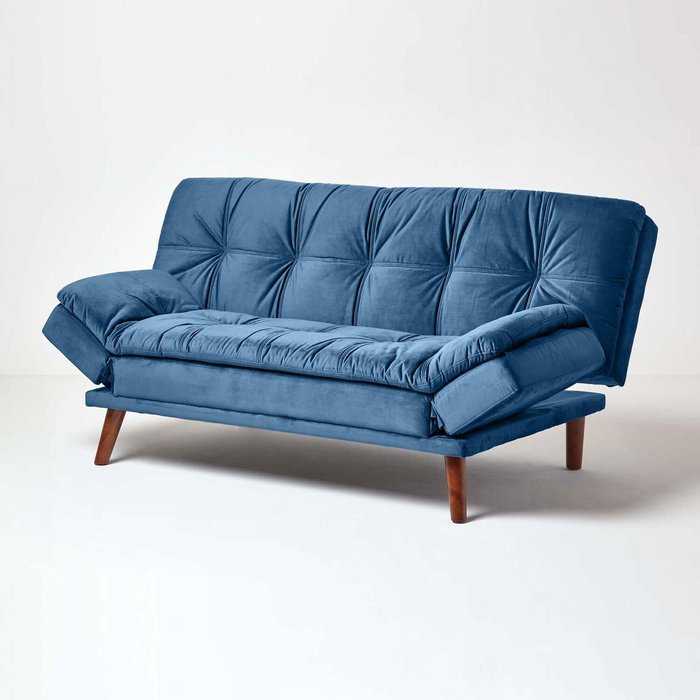 The Range | Homescapes Bailey Velvet Large 2 Seater Sofa Bed - Navy Homescapes Bailey Velvet Large 2 Seater Sofa Bed - Navy