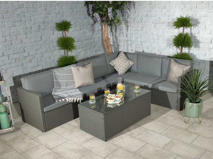 The Range | Royal Craft Berlin 6 Seater Grey Corner Lounging Set Grey Royal Craft Berlin 6 Seater Grey Corner Lounging Set Grey