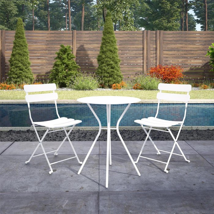 The Range | Dorel Dorel 3 Piece Metal Bistro Set - White Dorel Dorel 3 Piece Metal Bistro Set - White