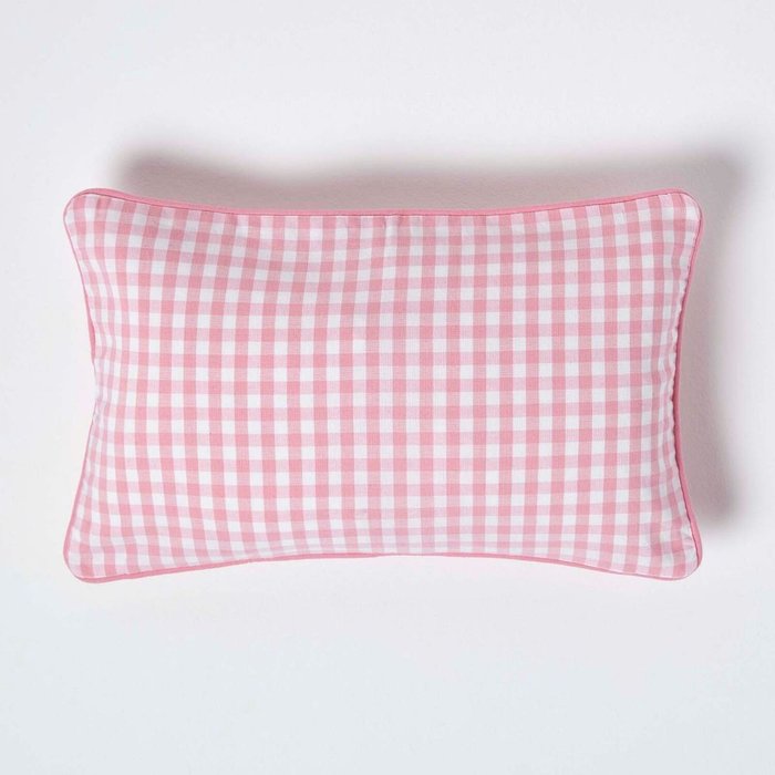 The Range | Homescapes Cotton Gingham Check Cushion Cover - Pink Homescapes Cotton Gingham Check Cushion Cover - Pink