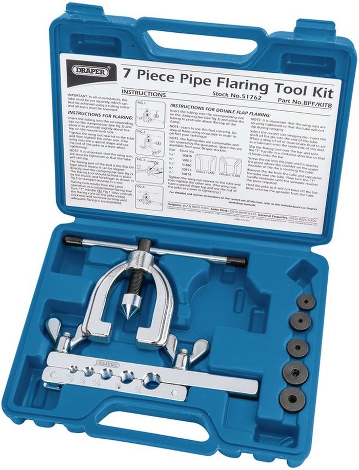 The Range | Draper Draper Brake Pipe Flaring Kit (7 Piece) - Silver Draper Draper Brake Pipe Flaring Kit (7 Piece) - Silver