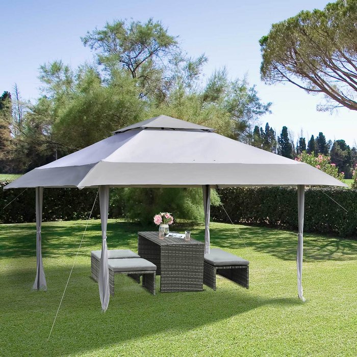 The Range | Outsunny Outsunny 4 x 4m Pop-up Gazebo w/ Roller Bag and Adjustable Legs - Grey Outsunny Outsunny 4 x 4m Pop-up Gazebo w/ Roller Bag and Adjustable Legs - Grey