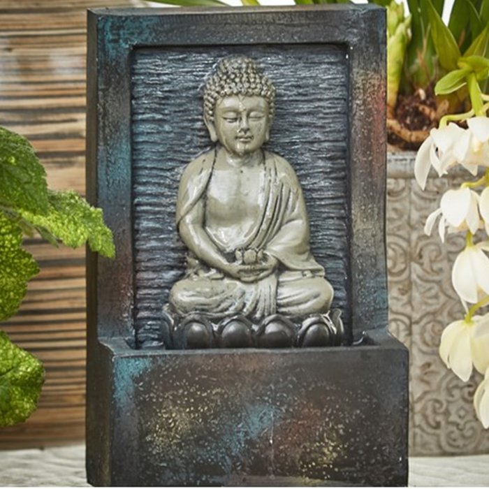 The Range | Decoris Dark Grey Meditating Buddha Water Feature - Grey Decoris Dark Grey Meditating Buddha Water Feature - Grey