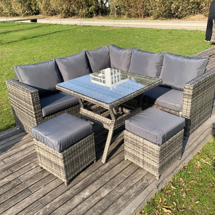 The Range | Furniture Maxi Vancouver 7 Seater Grey Rattan Dining Set - Grey Furniture Maxi Vancouver 7 Seater Grey Rattan Dining Set - Grey