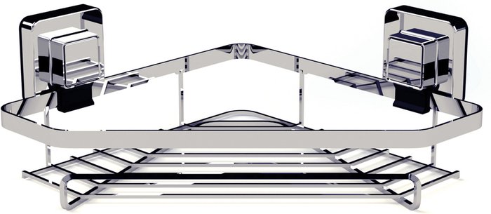 The Range | Showerdrape Pushloc Wall Mounted Double Edge Suction Corner Basket - Silver Showerdrape Pushloc Wall Mounted Double Edge Suction Corner Basket - Silver