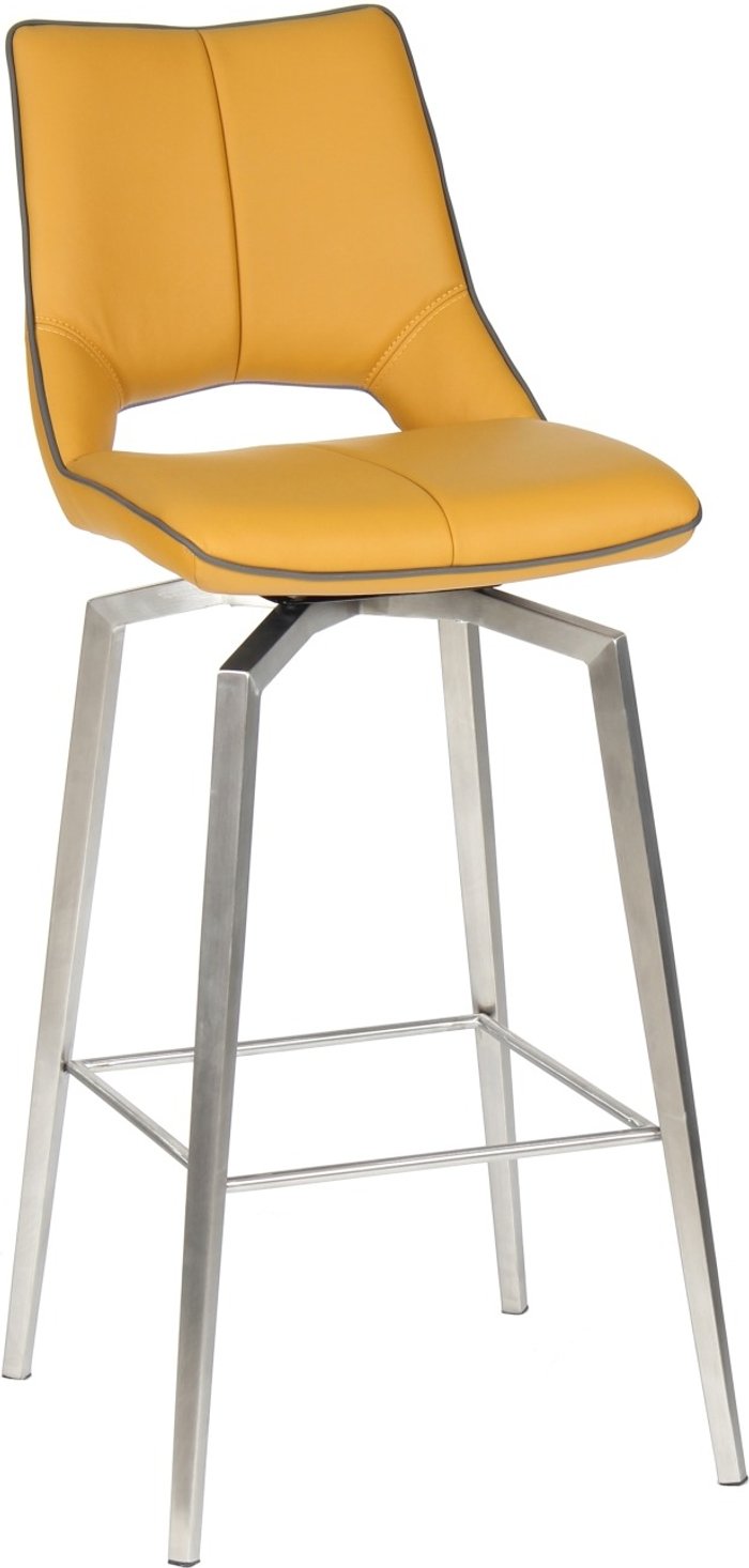 The Range | Shankar Shankar Mako Swivel Leather Effect Yellow Bar Chair Shankar Shankar Mako Swivel Leather Effect Yellow Bar Chair