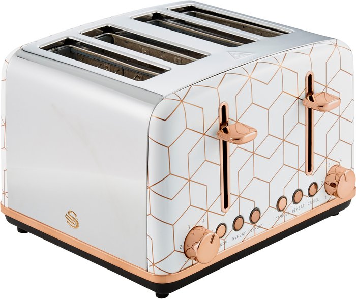 The Range | Swan Tribeca 4 Slice Toaster - White and Gold Swan Tribeca 4 Slice Toaster - White and Gold