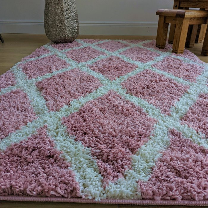 The Range | The Rug Wholesaler Blush Moroccan Trellis Shaggy Rug - Oslo - Pink / 230cm The Rug Wholesaler Blush Moroccan Trellis Shaggy Rug - Oslo - Pink / 230cm