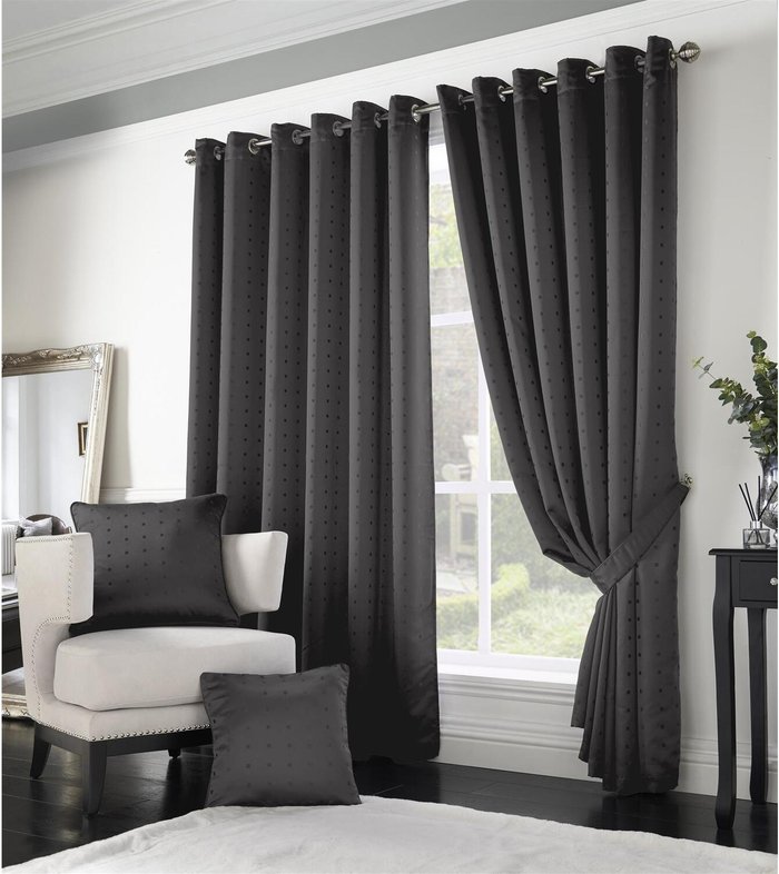 The Range | Livinluxury Adiso Eyelet Ring Top Curtains - Charcoal / 229cm / 168cm Livinluxury Adiso Eyelet Ring Top Curtains - Charcoal / 229cm / 168cm