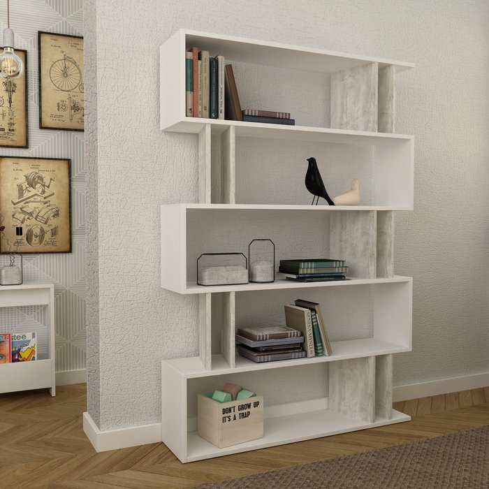 The Range | Decortie Partiro Bookcase Modern Display Unit Room Separator - White/Antique White / Manufactured Wood MDF Decortie Partiro Bookcase Modern Display Unit Room Separator - White/Antique White / Manufactured Wood MDF