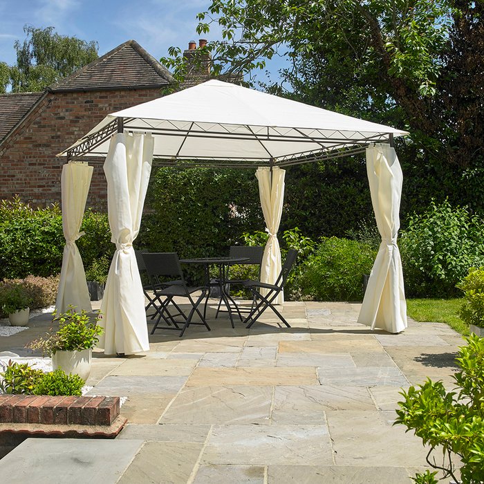 The Range | Kingfisher Aphrodite Heavy Duty Gazebo with Side Curtains 2.7m - Cream Kingfisher Aphrodite Heavy Duty Gazebo with Side Curtains 2.7m - Cream