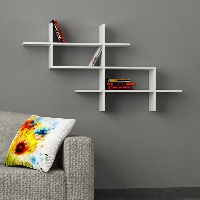 The Range | Decortie Halic Wall Mounted Modern Bookcase Display Unit - White Decortie Halic Wall Mounted Modern Bookcase Display Unit - White