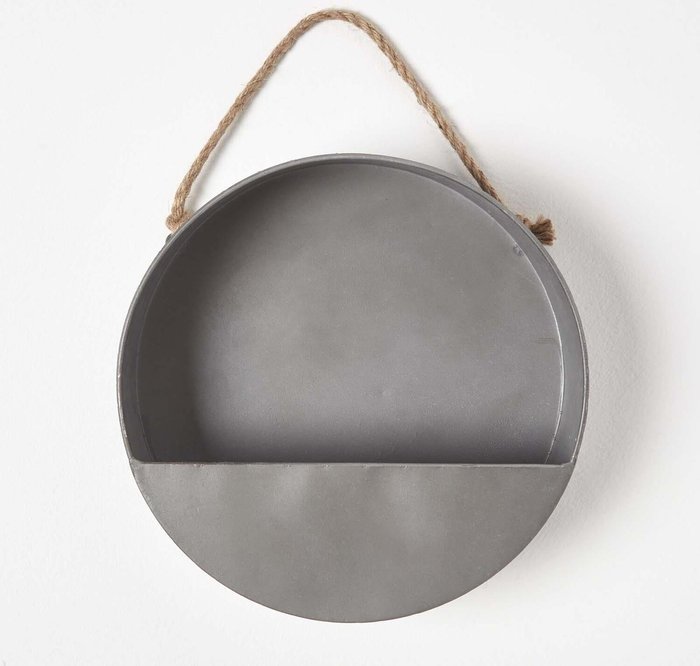 The Range | Homescapes Round Metal Hanging Wall Planter - Silver / 10cm Homescapes Round Metal Hanging Wall Planter - Silver / 10cm