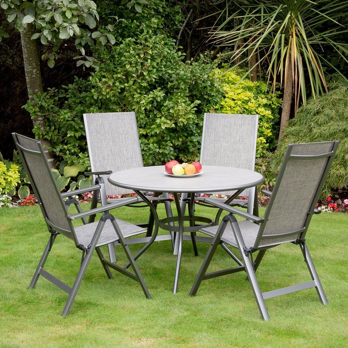 The Range | Suntime Suntime 110cm Adrano Polywood Dining Set - Grey Suntime Suntime 110cm Adrano Polywood Dining Set - Grey