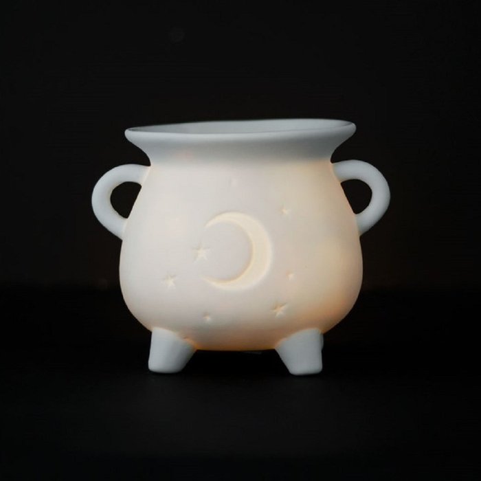 The Range | White Ceramic Mystical Moon Cauldron Burner - White White Ceramic Mystical Moon Cauldron Burner - White