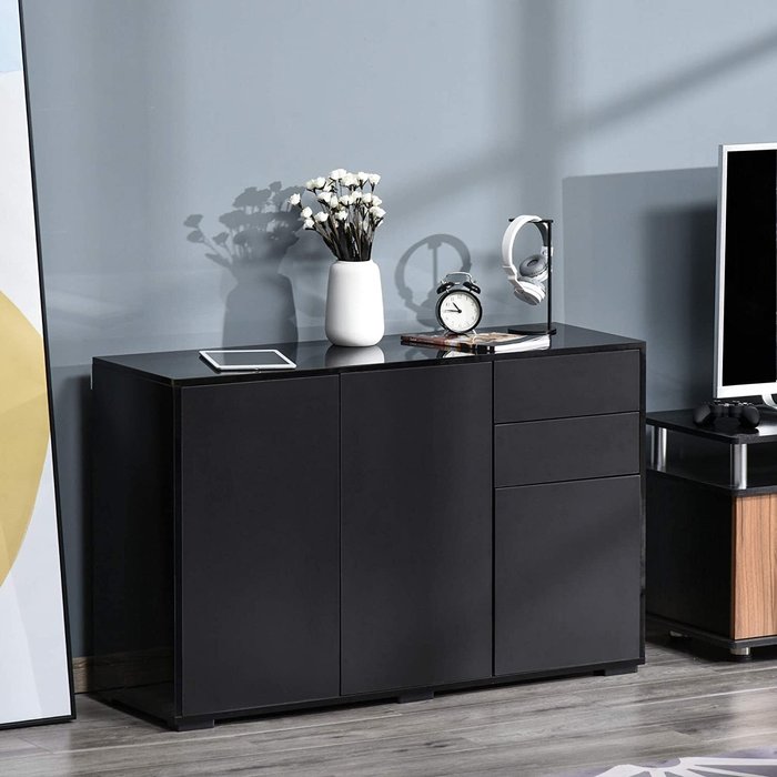 The Range | HOMCOM High Gloss Sideboard - Black HOMCOM High Gloss Sideboard - Black