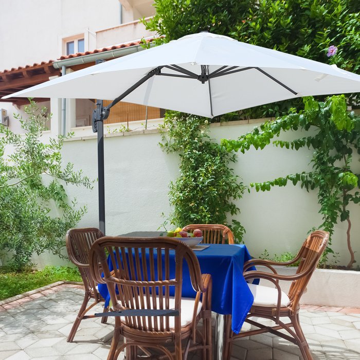 The Range | Square Patio Parasol Offset Cantilever - Cream White Square Patio Parasol Offset Cantilever - Cream White