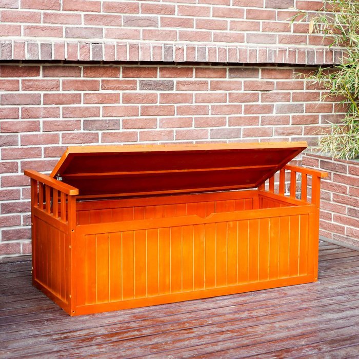 The Range | BIRCHTREE Wooden 2 Seater Garden Bench Storage Box with Lid - Natural BIRCHTREE Wooden 2 Seater Garden Bench Storage Box with Lid - Natural