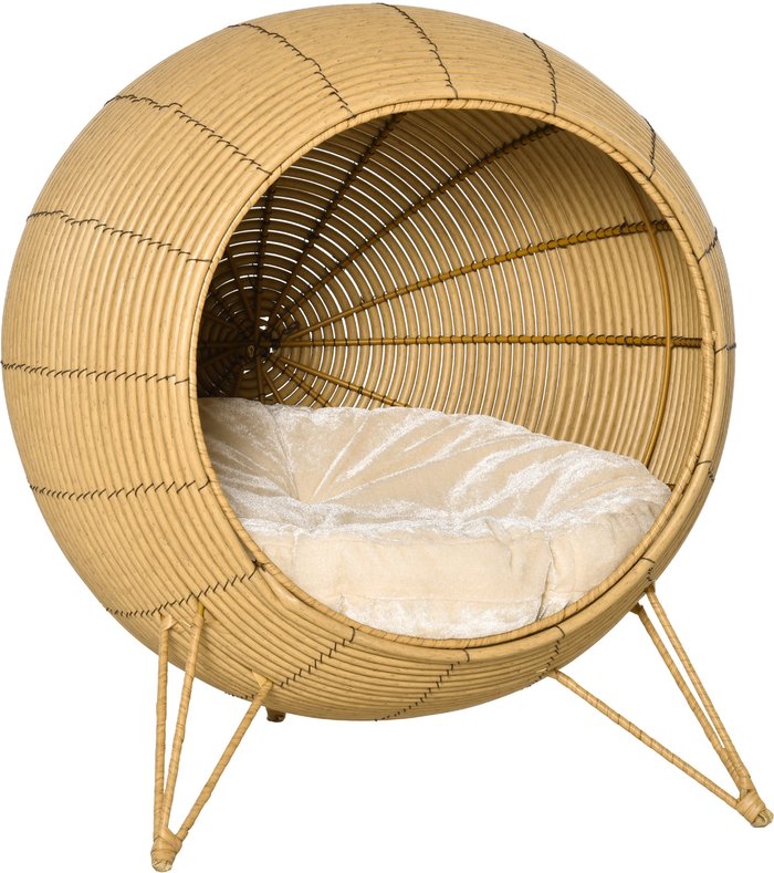The Range | PawHut Pawhut Wicker Elevated Rattan Kitten Basket W/ Soft Cushion - Light Brown PawHut Pawhut Wicker Elevated Rattan Kitten Basket W/ Soft Cushion - Light Brown