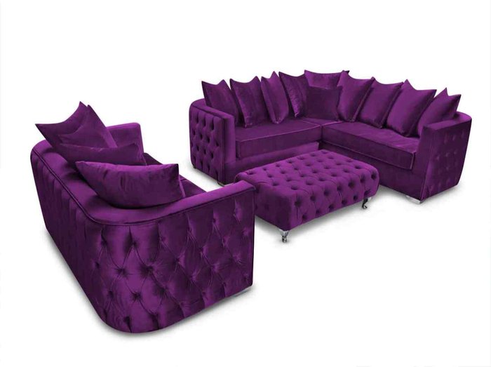The Range | Simply Eleganza Julia Sofa Set 3 Seater Sofa with Corner and Footstool - Purple Simply Eleganza Julia Sofa Set 3 Seater Sofa with Corner and Footstool - Purple