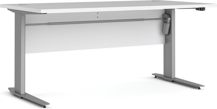 The Range | Prima Prima Desk 150 Cm In White With Height Adjustable Legs With Electric Control In Silver Grey Steel Prima Prima Desk 150 Cm In White With Height Adjustable Legs With Electric Control In Silver Grey Steel