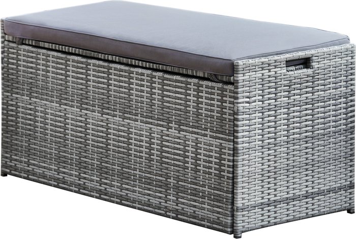 The Range | Teamson Home 336L Rattan Storage Box Bench Seat - Grey Teamson Home 336L Rattan Storage Box Bench Seat - Grey