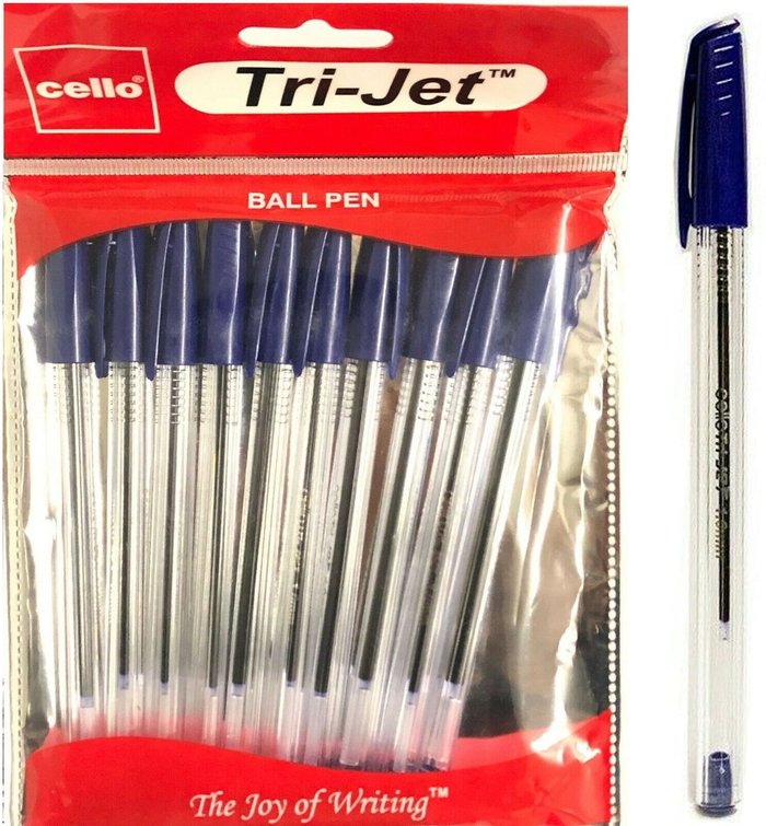 The Range | Cello Cello Pack Of 10 Trijet Ballpoint Writing Pens - Trijet Blue Ink Cello Cello Pack Of 10 Trijet Ballpoint Writing Pens - Trijet Blue Ink