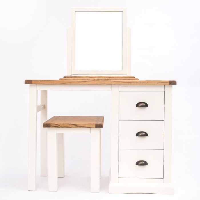 The Range | Cabinet Bits Cosenza 3 Drawer Dressing Table Set - White / Brass Cup Cabinet Bits Cosenza 3 Drawer Dressing Table Set - White / Brass Cup