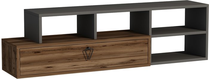 The Range | Destina Home Mercury Adjustable TV Stand with Shelves - Light Walnut - Anthracite Destina Home Mercury Adjustable TV Stand with Shelves - Light Walnut - Anthracite