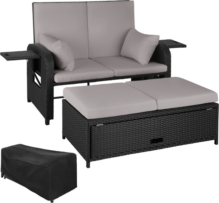 The Range | TECTAKE Tectake Rattan Sofa Crete Black TECTAKE Tectake Rattan Sofa Crete Black