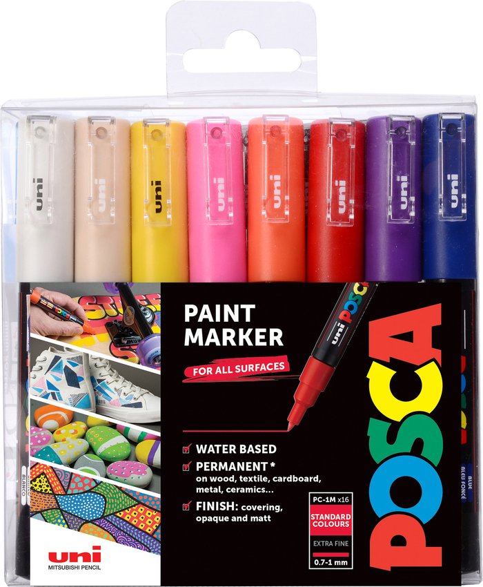 The Range | UNI Posca PC-1M 16 Colours - Mixed UNI Posca PC-1M 16 Colours - Mixed