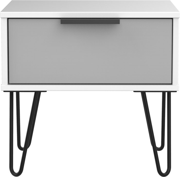 The Range | Hong Kong Ready Assembled 1 Drawer Bedside Cabinet with Legs - Grey Matt & White Matt Hong Kong Ready Assembled 1 Drawer Bedside Cabinet with Legs - Grey Matt & White Matt